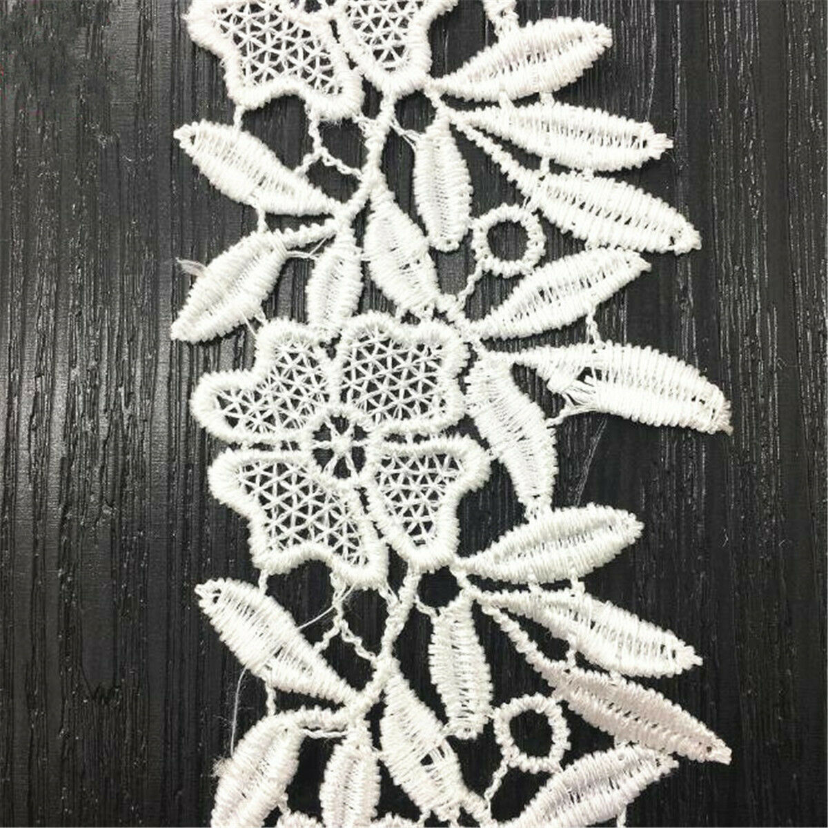 5 Yards White Flower Lace Trim Ribbon Bridal Dress Embroidered Sewing DIY Craft
