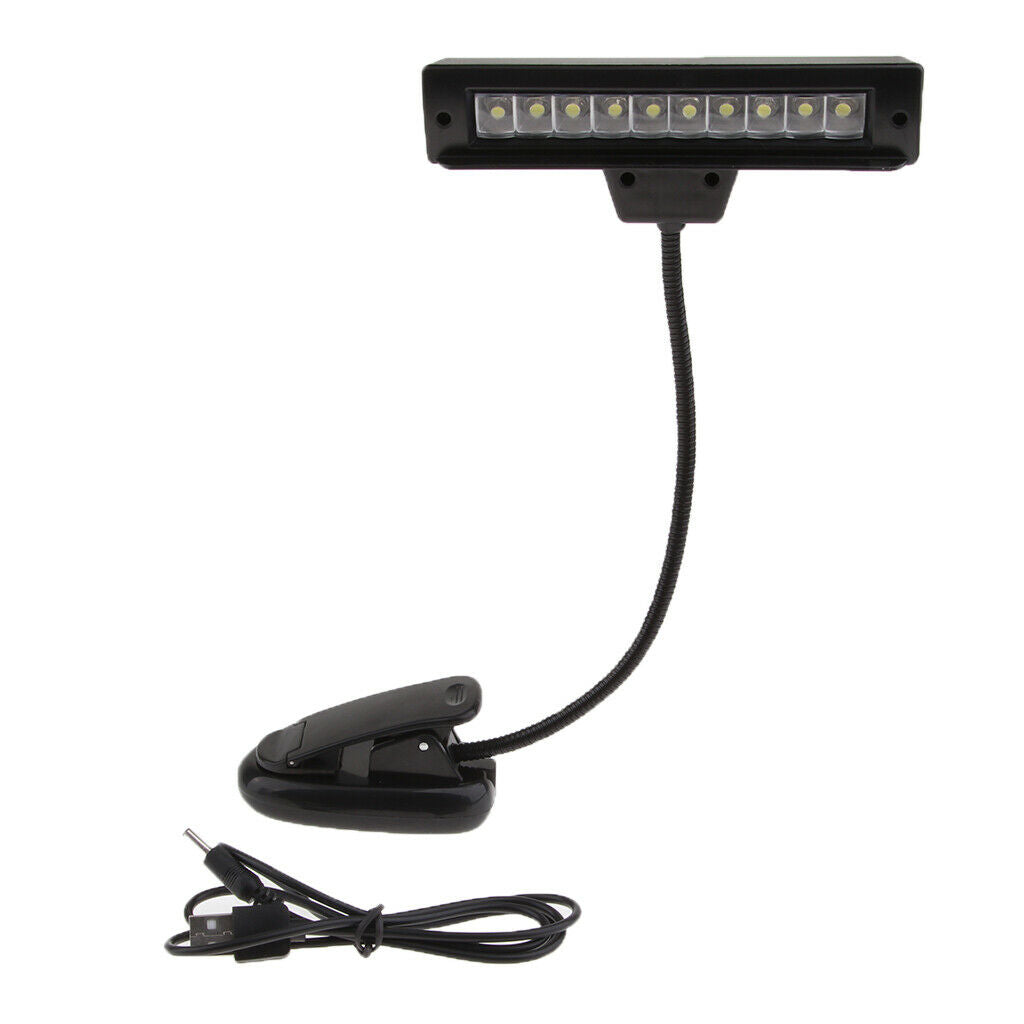 Rechargeable USB 10 LED Lamp for Piano Music Score Stand Book Reading Light