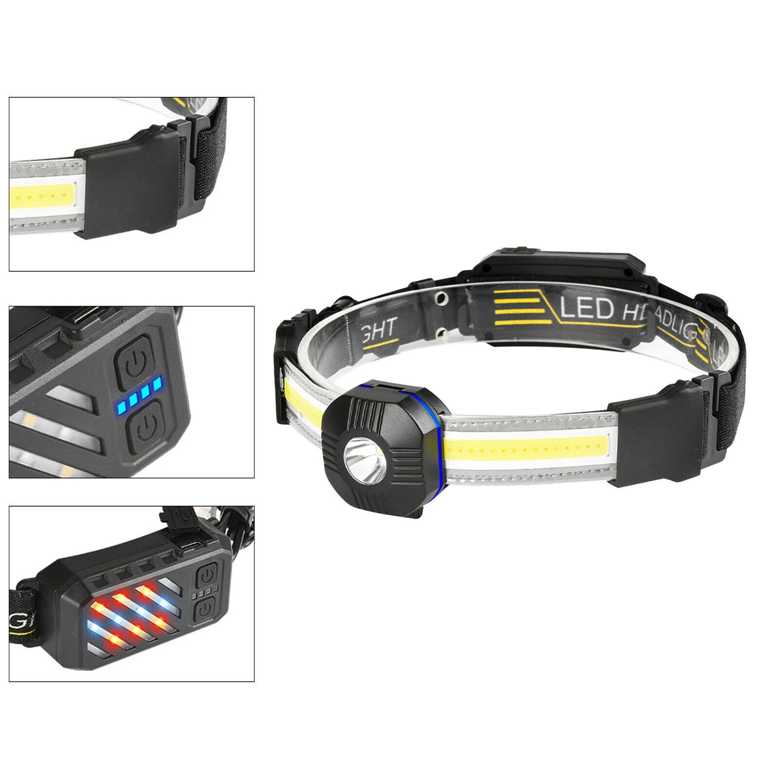 Waterproof Headlight Outdoor LED COB Headlamp Rechargeable Hiking Flashlight