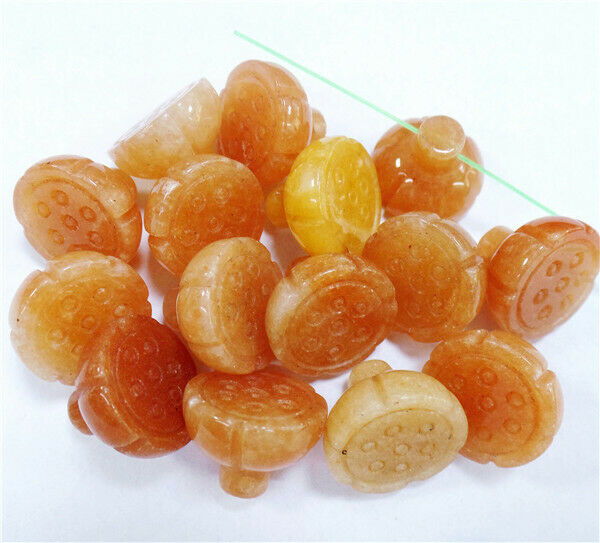 10Pcs 16x12mm Natural Yellow Aventurine Carved Lotus Flower Pendant Bead HH8371