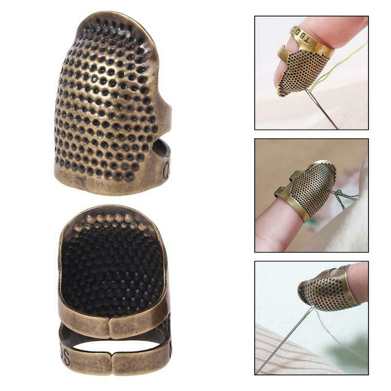 4pcs/set Sewing Thimble Adjustable Finger Protector Metal Shield Pin Needles DIY