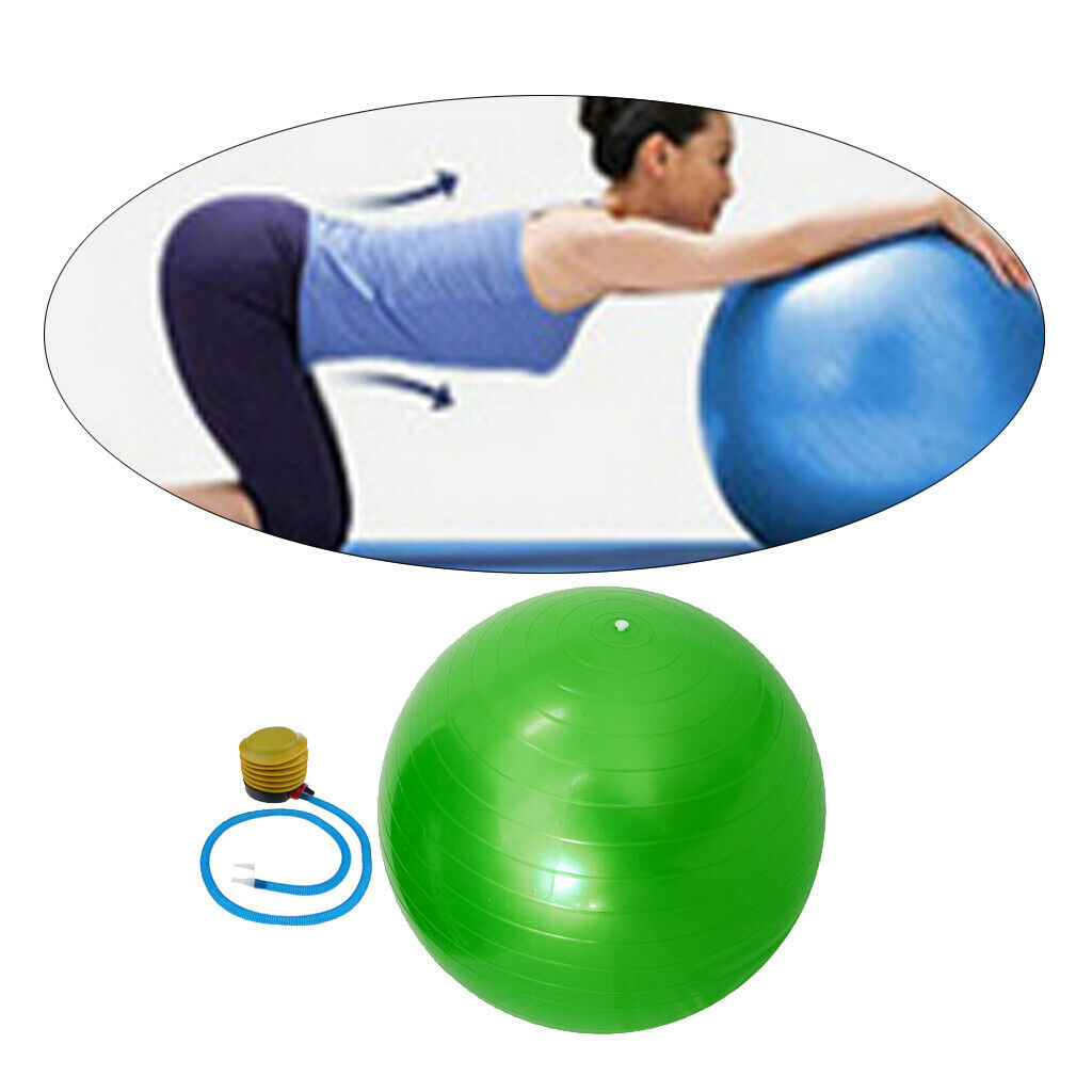 55cm Yoga Ball with Pump Anti Burst Exercise Balance Workout Fitness Green