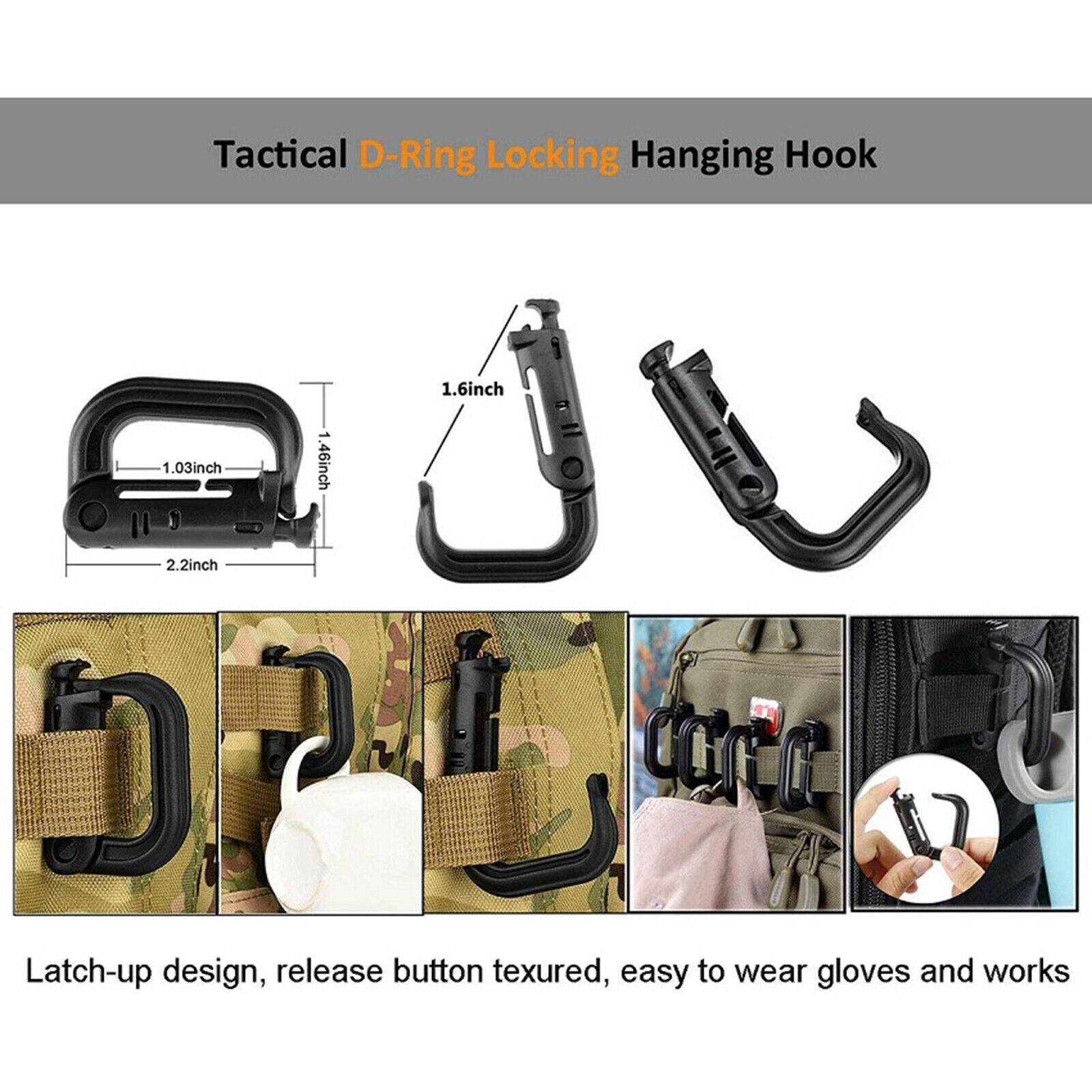 Kit of 30 Attachments for Molle Backpack Grimloc Locking Gear Clip MOD Strap