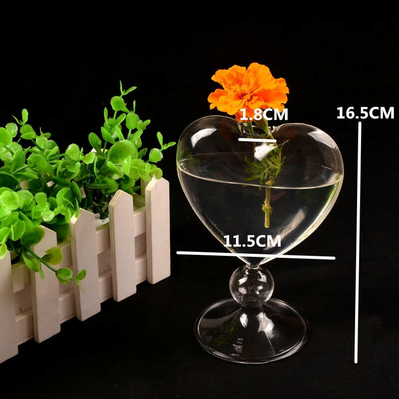 Glass Flower Pots Heart Glass Vase Standing Home Decor Flower Vase Desktop De Qx