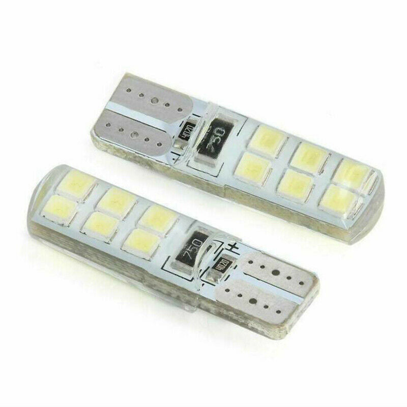 10x Xenon White T10 W5W 12-SMD 2835 LED Canbus Error Free Silica Light-B MLDFAU
