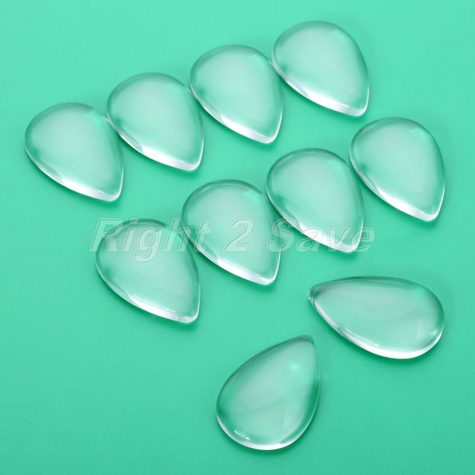 10pcs Teardrop Clear Glass Flat Back Cabochon Pendants Craft Magnify Base Cover