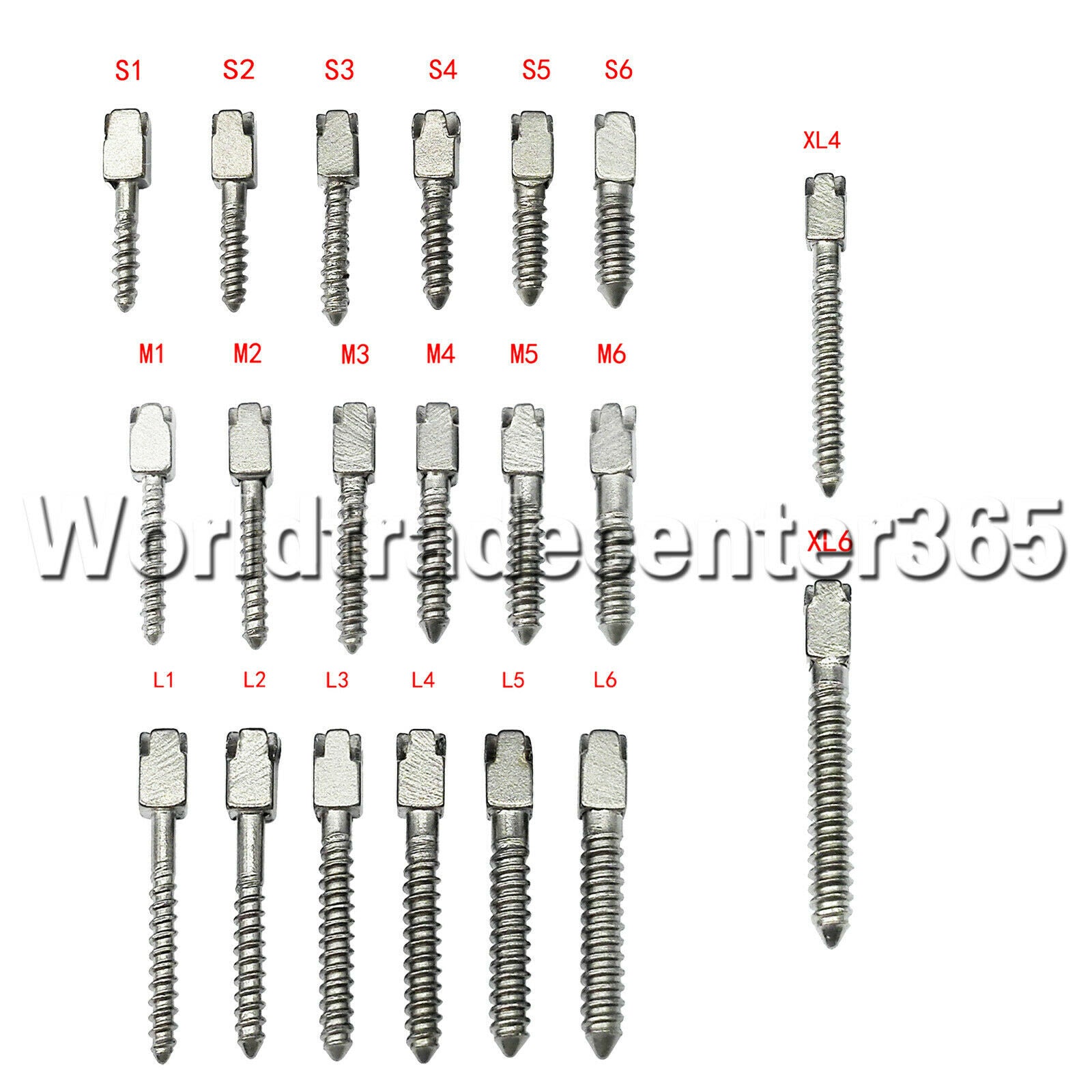Dental 120Pcs Assorted Conical Screw Posts Kits Refills Pure Titanium Fit Nordin