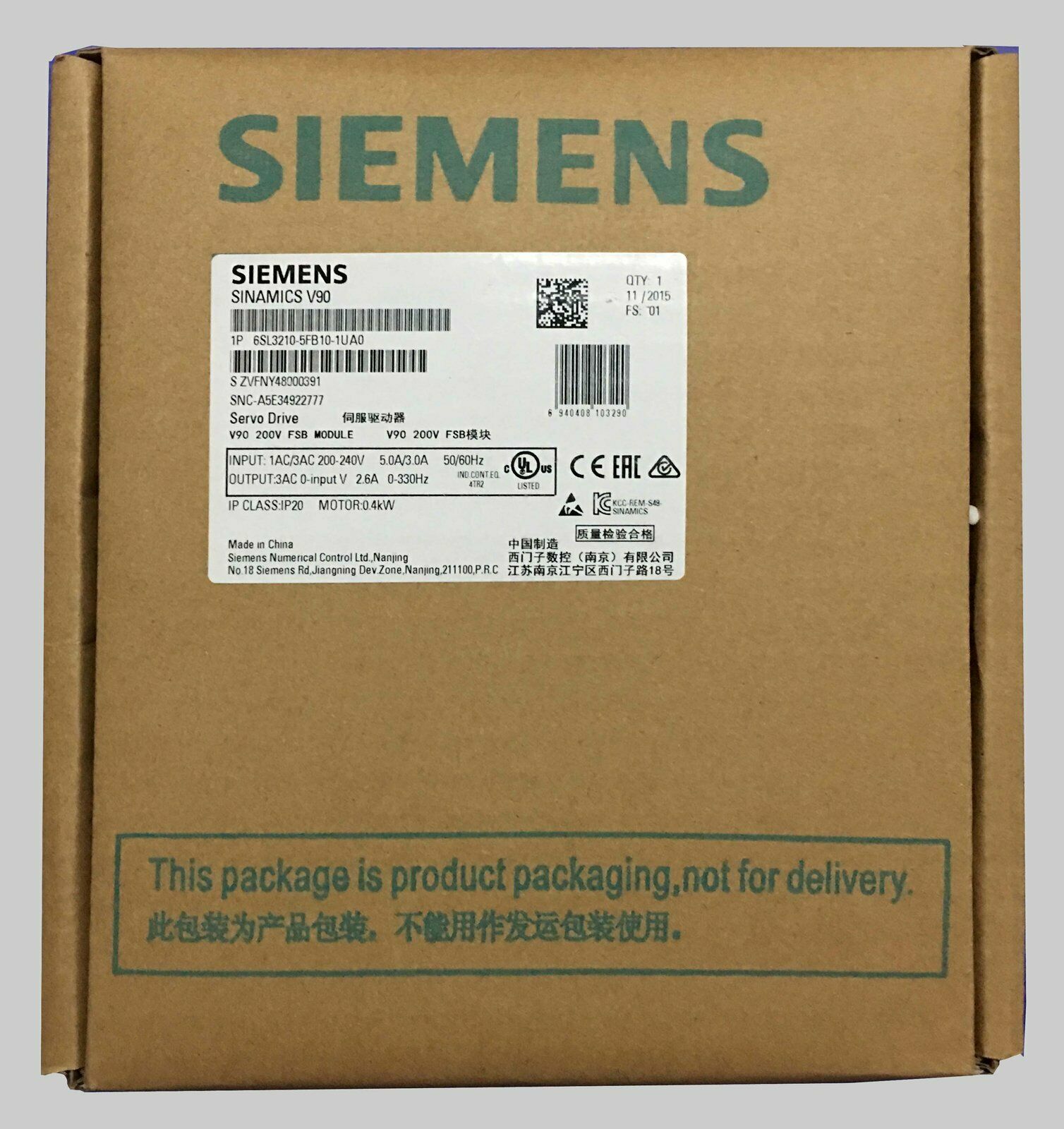 New Siemens 6SL3210-5FB10-1UA0 Servo Drive 6SL32105FB101UA0 one year warranty