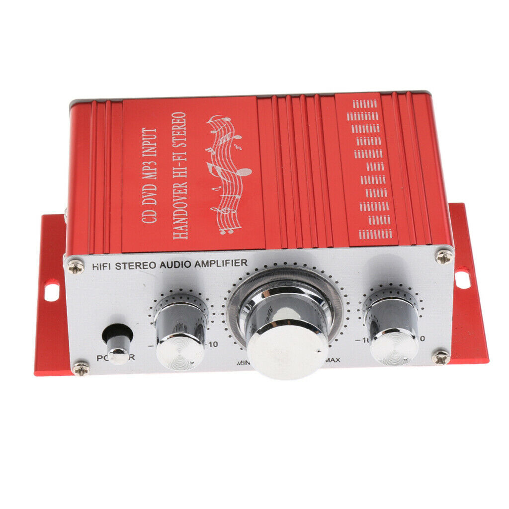DC 12V Mini Stereo Audio Speaker Amplifier HiFi AMP with Bass Treble and Volume