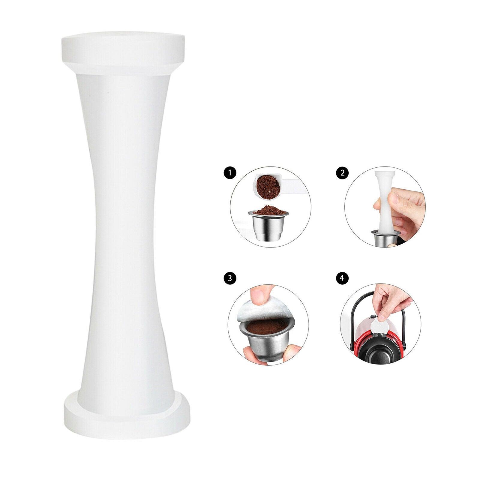Solid Plastic Coffee Capsule Tamper Dual Head Espresso Capsule Filling Tool