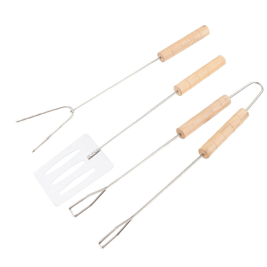 Outdoor Camping BBQ Fork Shovel Food Clamp Clip Cooking Utensils