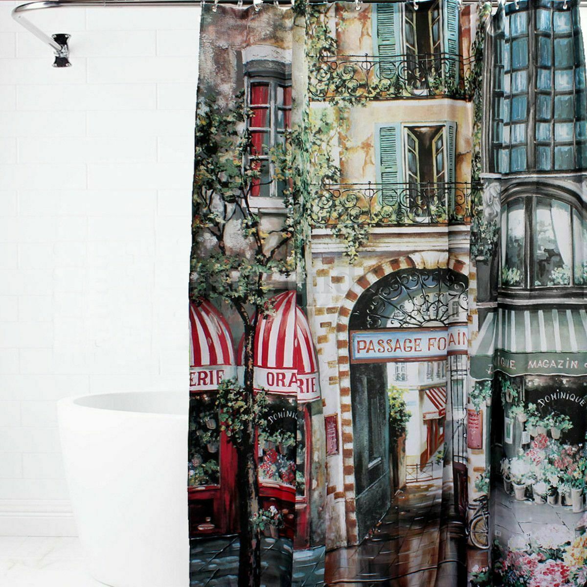 Shower Curtain with Hooks - 71 x 71 Inch, Colorful