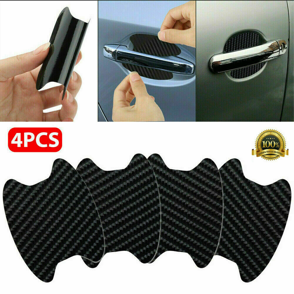 4x Carbon Fiber Car Door Handle Anti-Scratch Protector Film Stickers Accessories