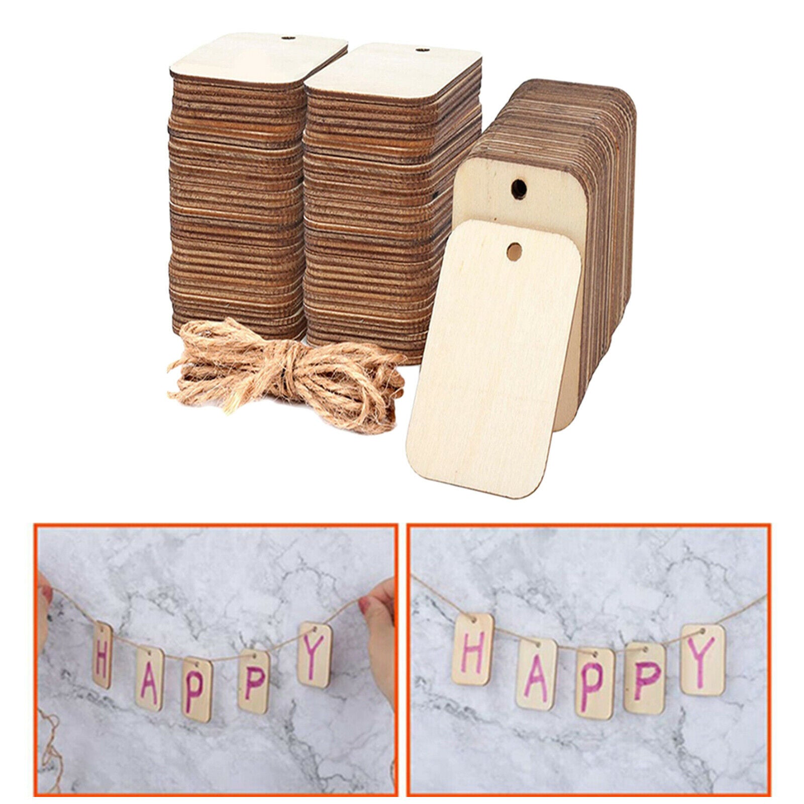 100Pcs Wooden Pendant Ornaments with Holes Decorations for Halloween Holiday