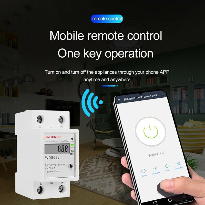 Digital Electric Consumption KWh Din Rail Smart Energy Meter WiFi Power Meter U5