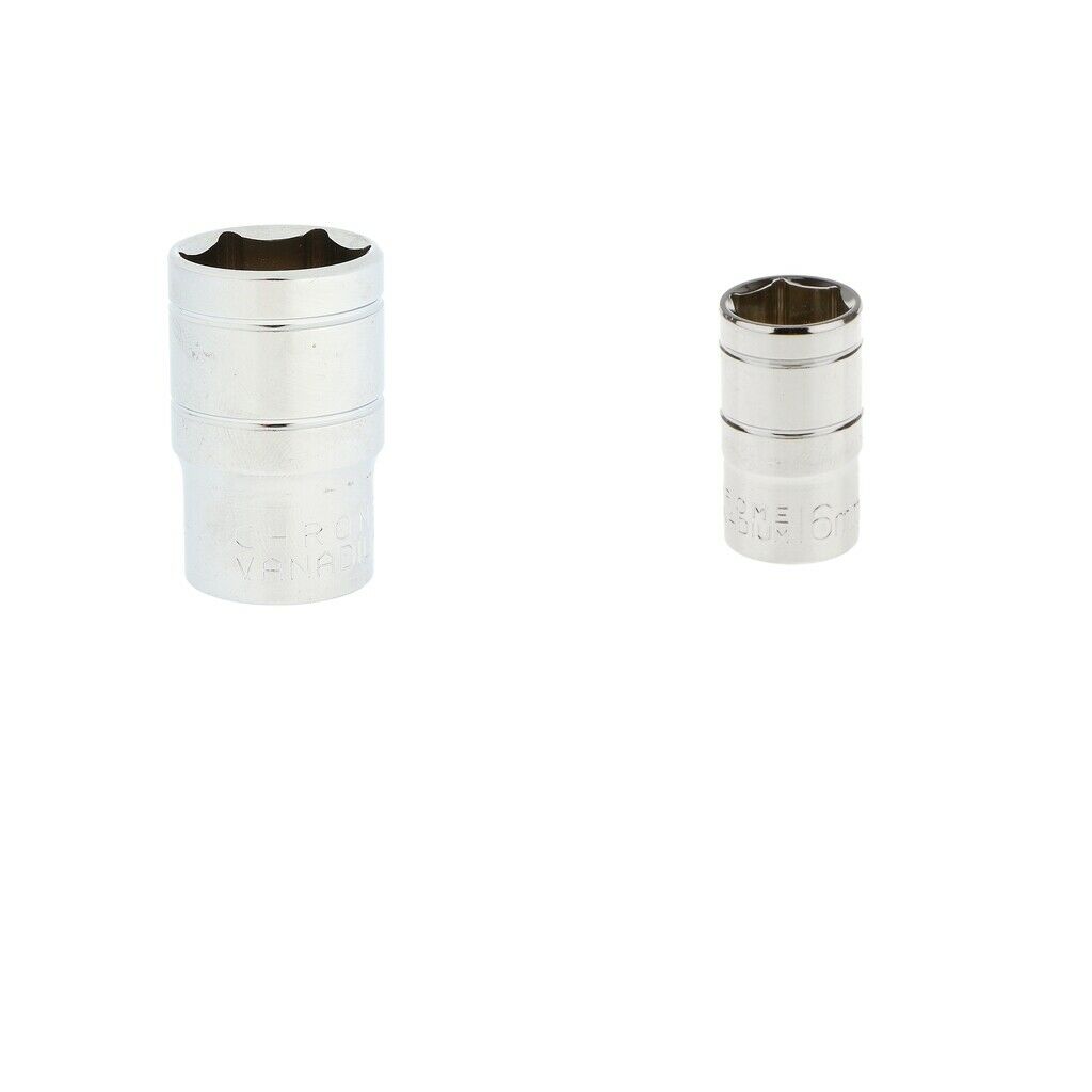 2pcs Short 1/2" Drive Socket Metric Hexagonal Chrome Winding Vanadium Part