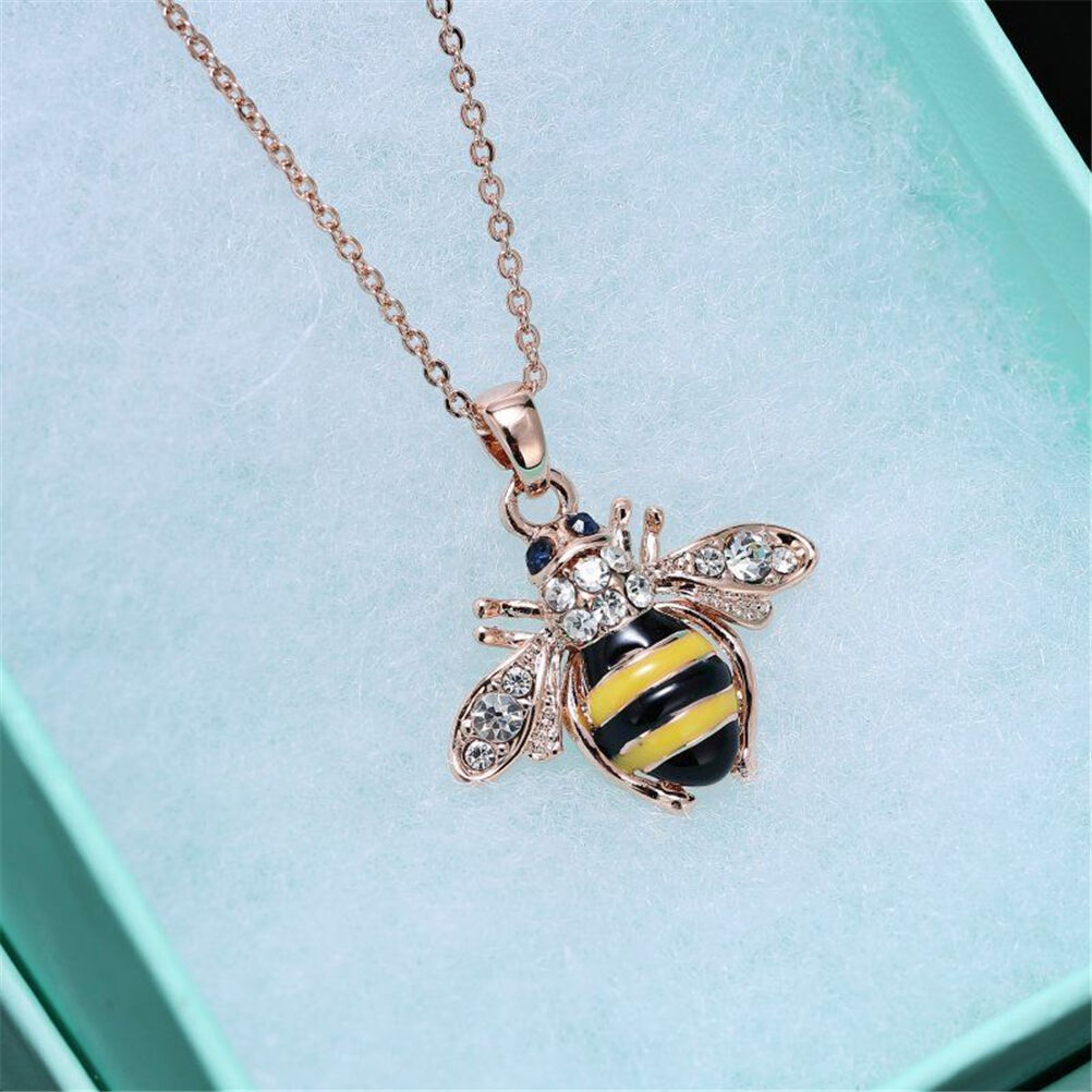 New hic Cute Women Ladies Honey Bumblebee Bee Crystal Pendant Chain Neckl.l8