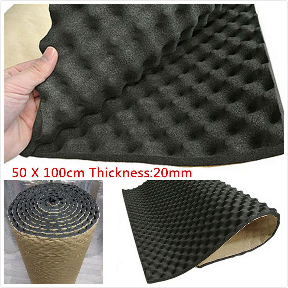 20mm Acoustic Foam Car Deadening Proofing Hood Sound Shield Insulation 50x100CM