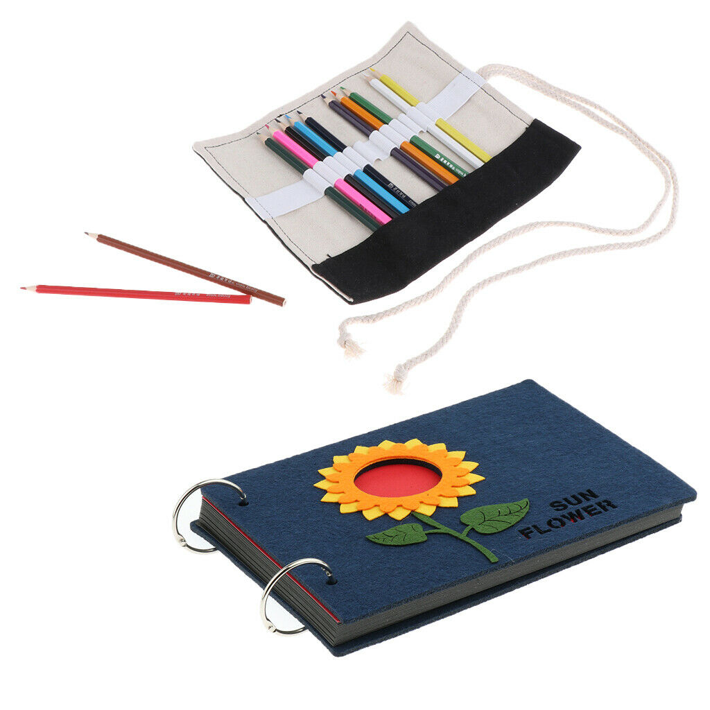 DIY Photo Album Scrapbook Photo Book with Canvas Roll Up Pencil Case - Perfect