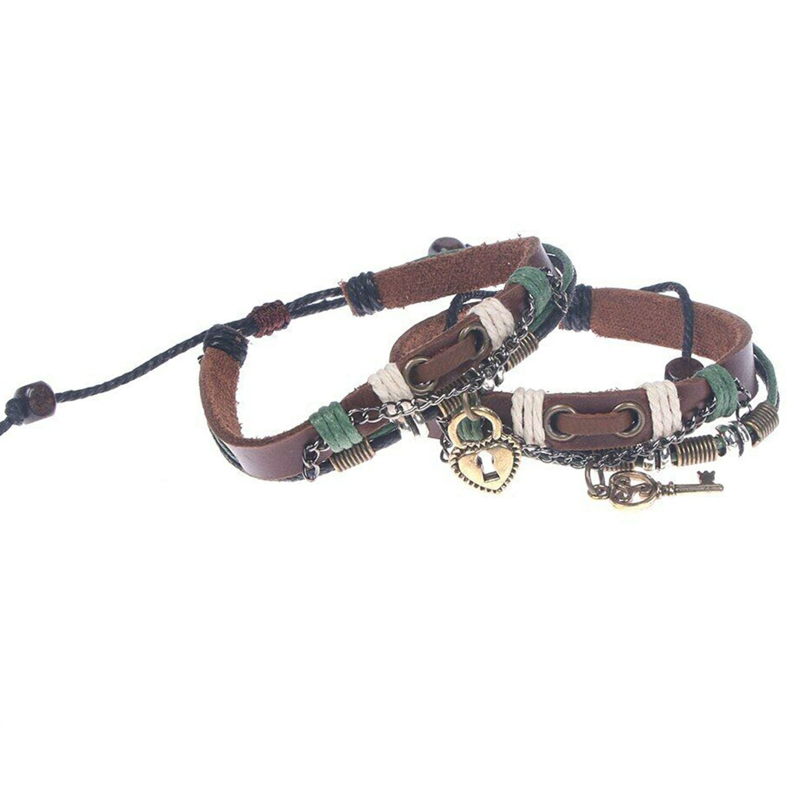 Bracelets For Men Women Leather Heart Jewelry Charm Fashion Couples Lovers