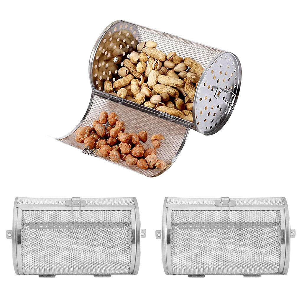 2PC Rotisserie Grill Roaster Oven Basket Coffee Beans Peanuts Almonds BBQ