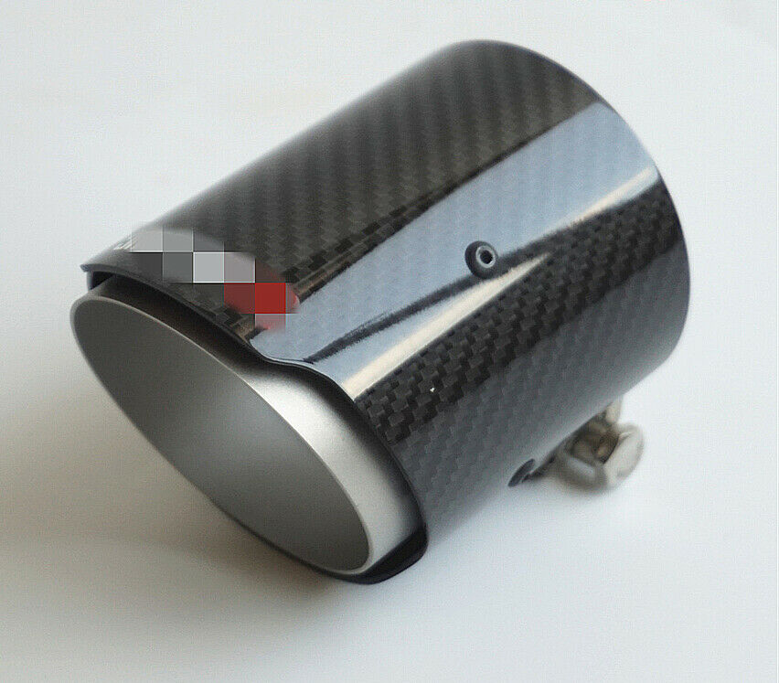 Glossy Carbon Fiber Car Exhaust Tips Muffler Inlet 2.8" Outlet 3.5" Universal 1x
