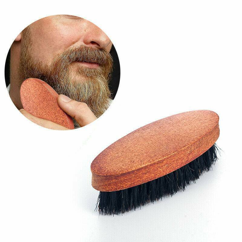 Mens Mustache Brush Hard Round Wood Boar Hair Bristle Beard Military Handle Comb