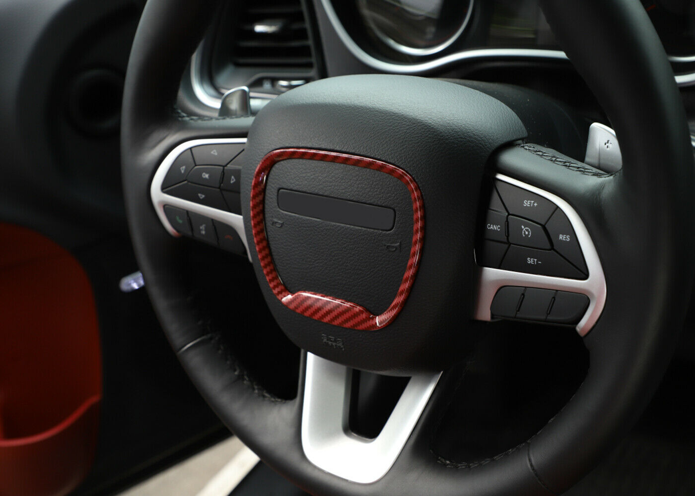 Red Steering Wheel Middle Ring Cover Trim For Challenger/Charger/Durango 15+