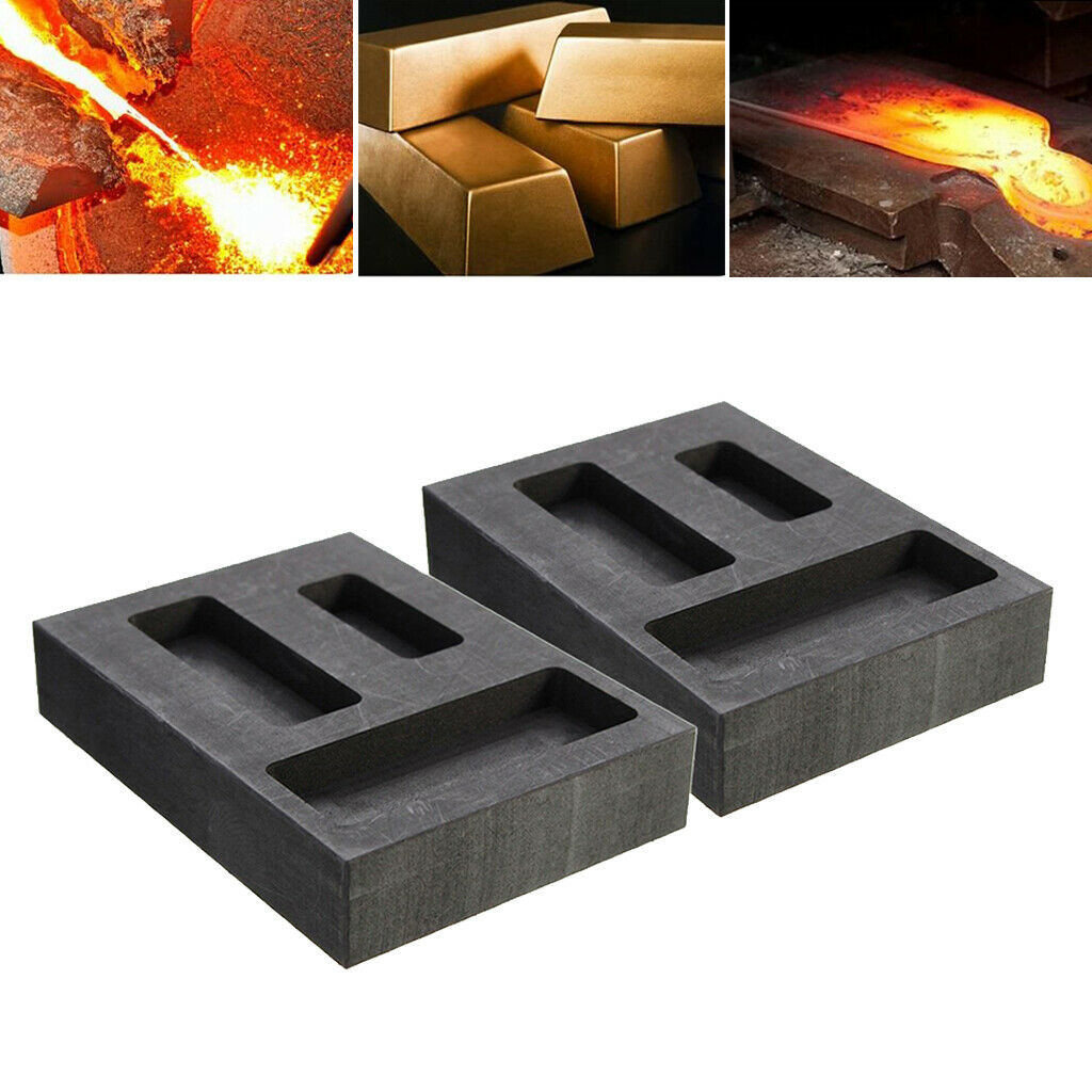 2 Pcs Pack of 3 Graphite Ingot Mold Thermal Stability Non-stick Smelting Tool