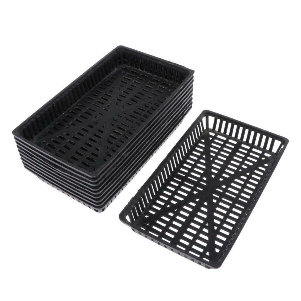 10x Pot Aquatic   Plant Grass Water Grow Baskets Baskets Plastic Black For