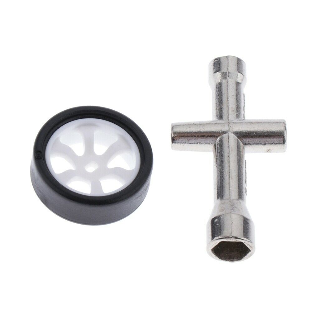 4x 1:28 RC Rubber Tires Plastic Wheel Rim And Cross Wrench Sleeve For K969