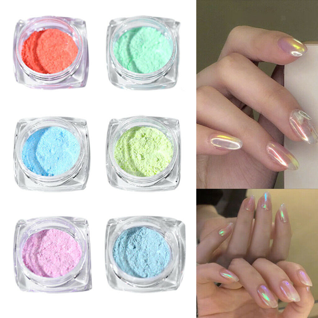 6 Color Nail Glitter Sequins, Nail Art Tips Acrylic Nail Sparkle Glitter Powder