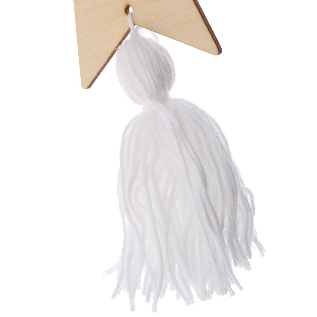 Nordic Wooden Beads Tassel Pendant Girls Wall Hanging Ornament Star White