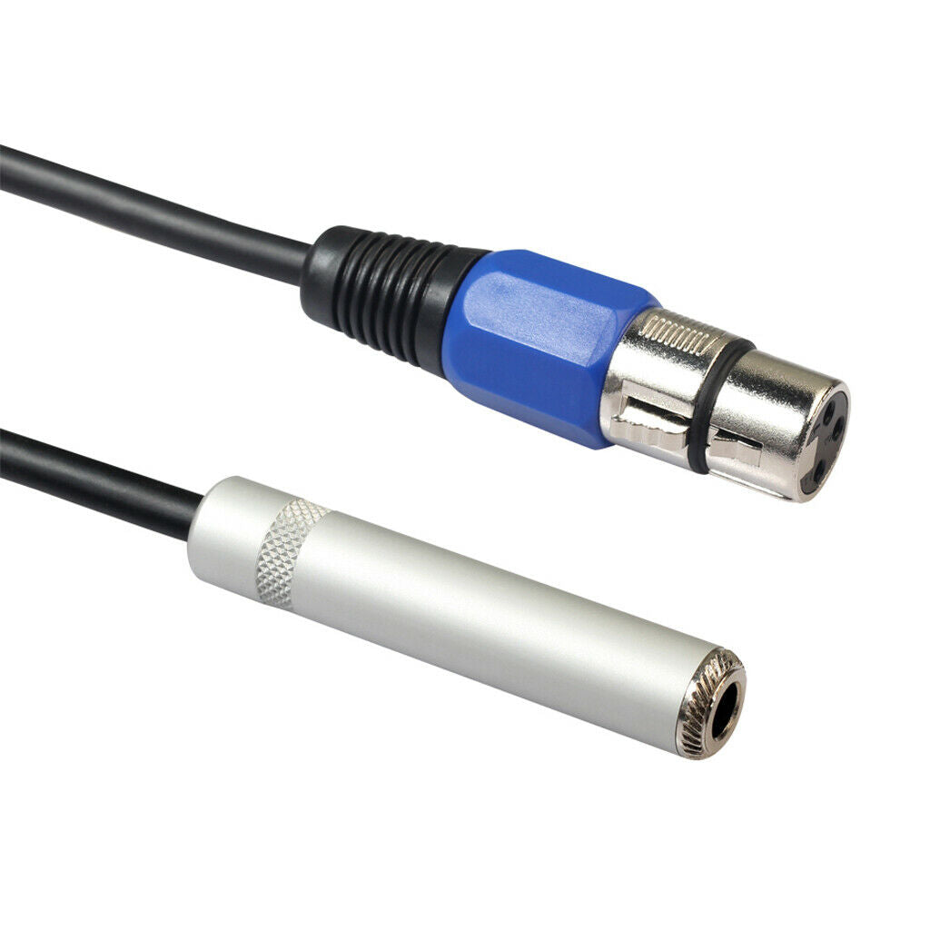 2pcs 3-Pin XLR Female to 1/4 6.35mm Female  Audio Cable Mic Adapter 1ft