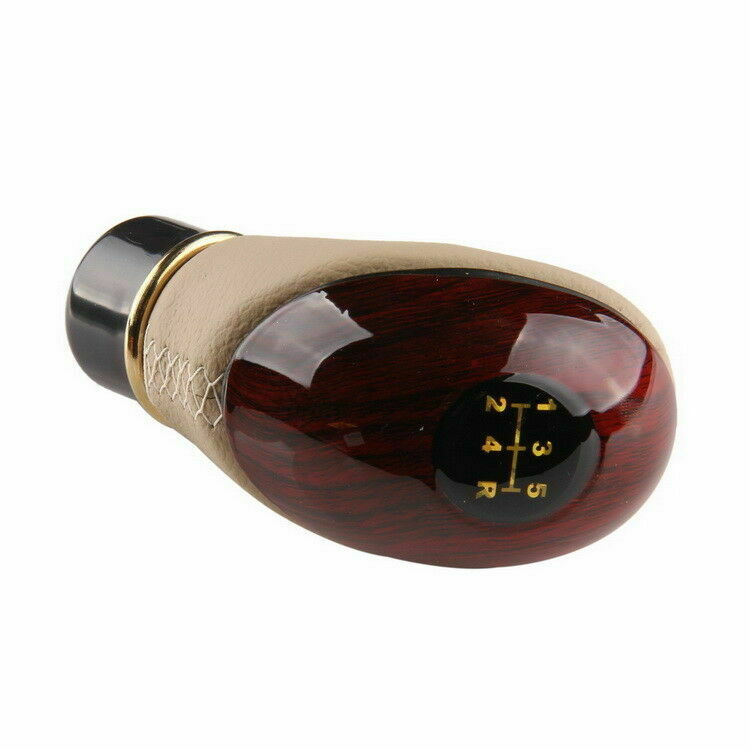 Manual 5 Speed Auto Car Gear Stick Knob Shift Shifter Lever Beige Leather Screw
