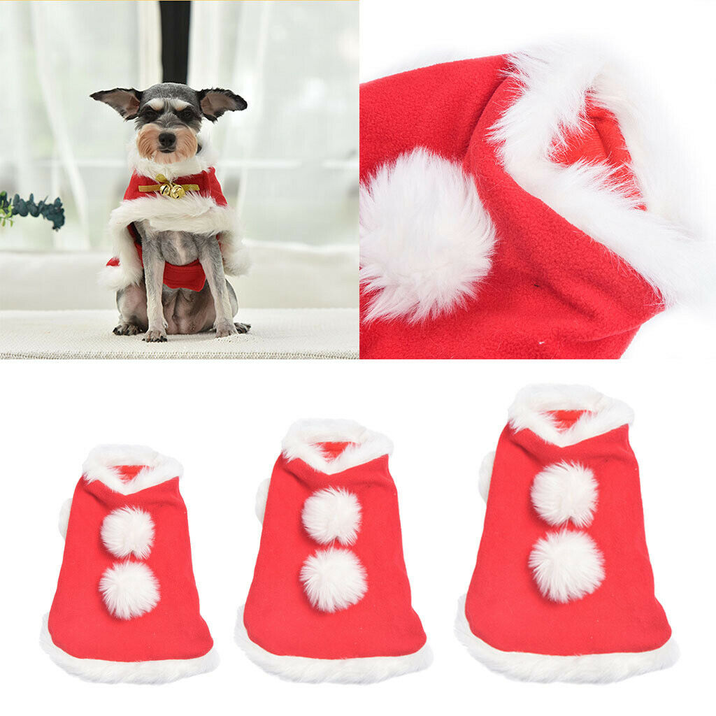 Pet Christmas Cloak Costume with Bells Thicken Fabric Dog Clothes Apparel L