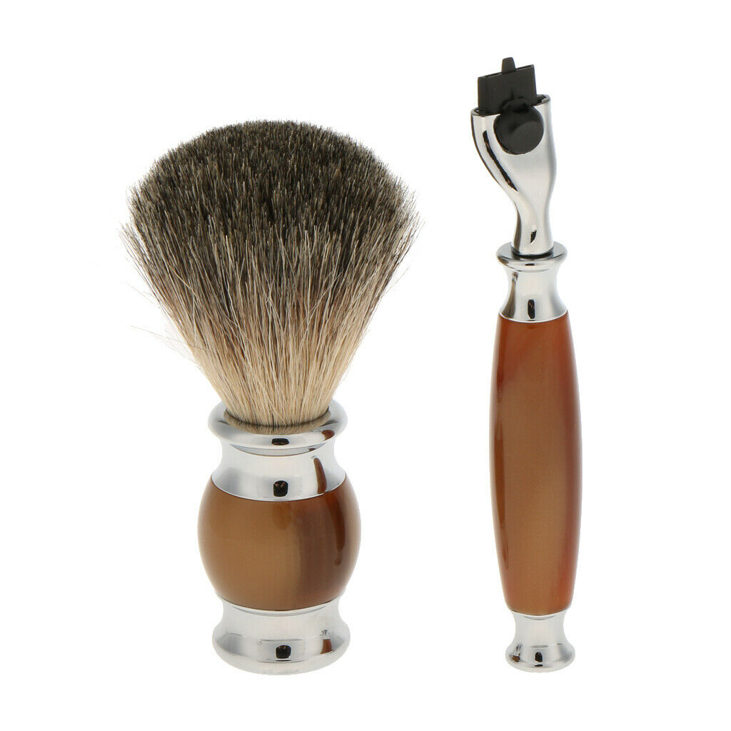 Men Barber Shaving Brush Beard Shave Safety Razor Handle Set with Box #3