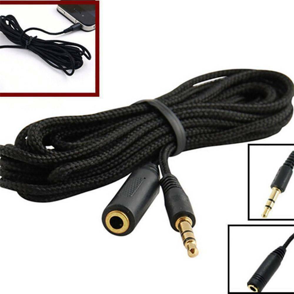3.5mm Stereo Audio Aux Headphone Braid Cable Extension Cord Male to Female ~ 5ft