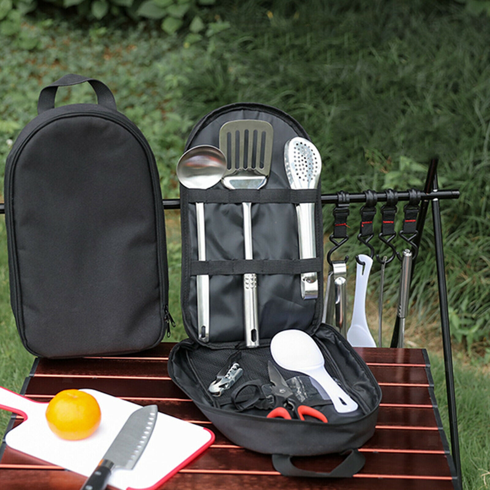 9Pieces Outdoor Kitchen Utensil Set Hiking Camping Picnic BBQ Cookware Kit