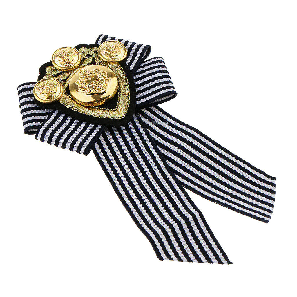 3 Pieces Ladies Bowknot Bow Tie Dress Shirt Striped Collar Tie Brooch Pin