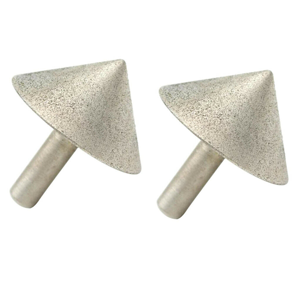 2x Diamond Grinding Head Points 90 Degrees Rotary Taper Single Type 25mm Dia