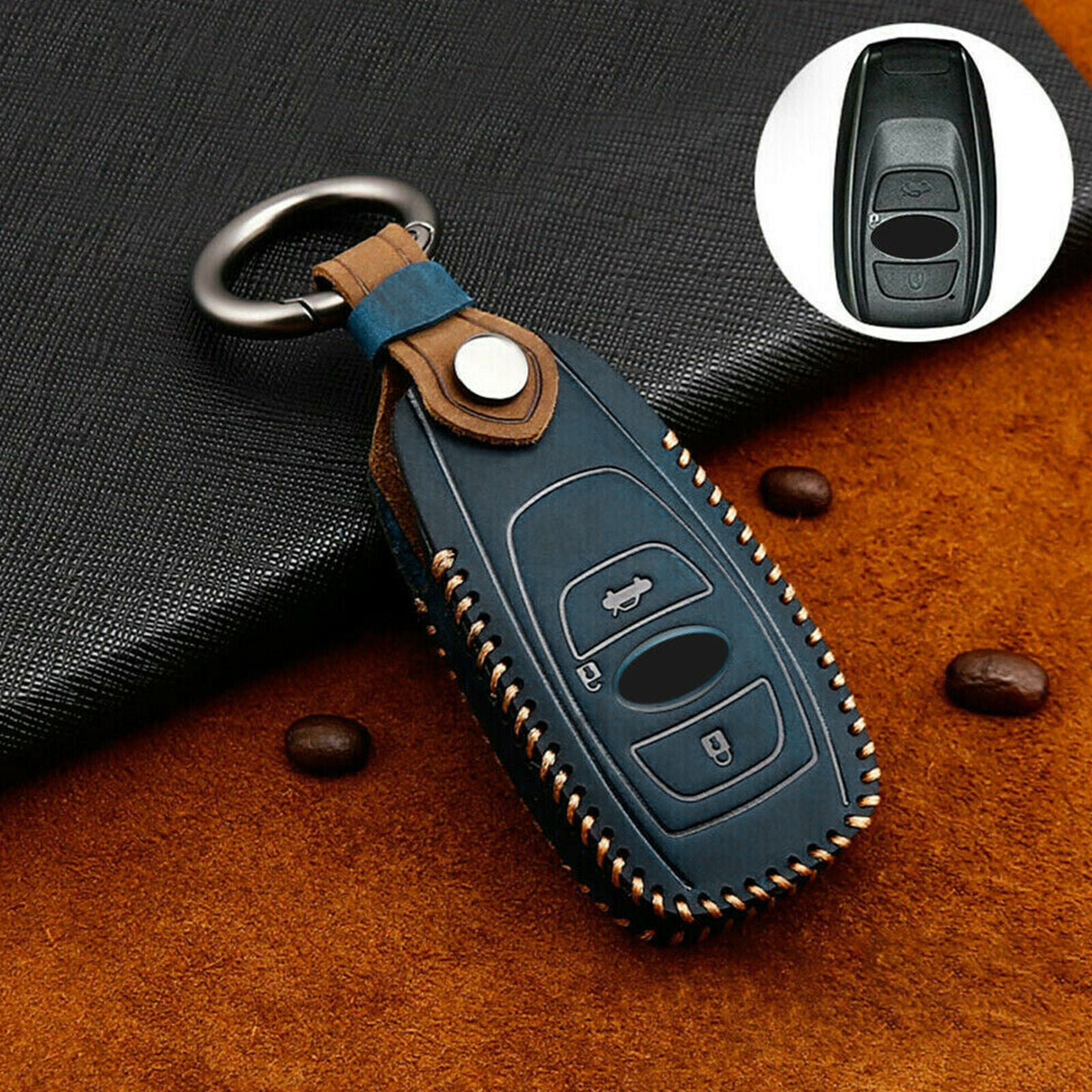 Leather Car Key Fob Case Cover Holder For Subaru Forester Legacy Outback WRX