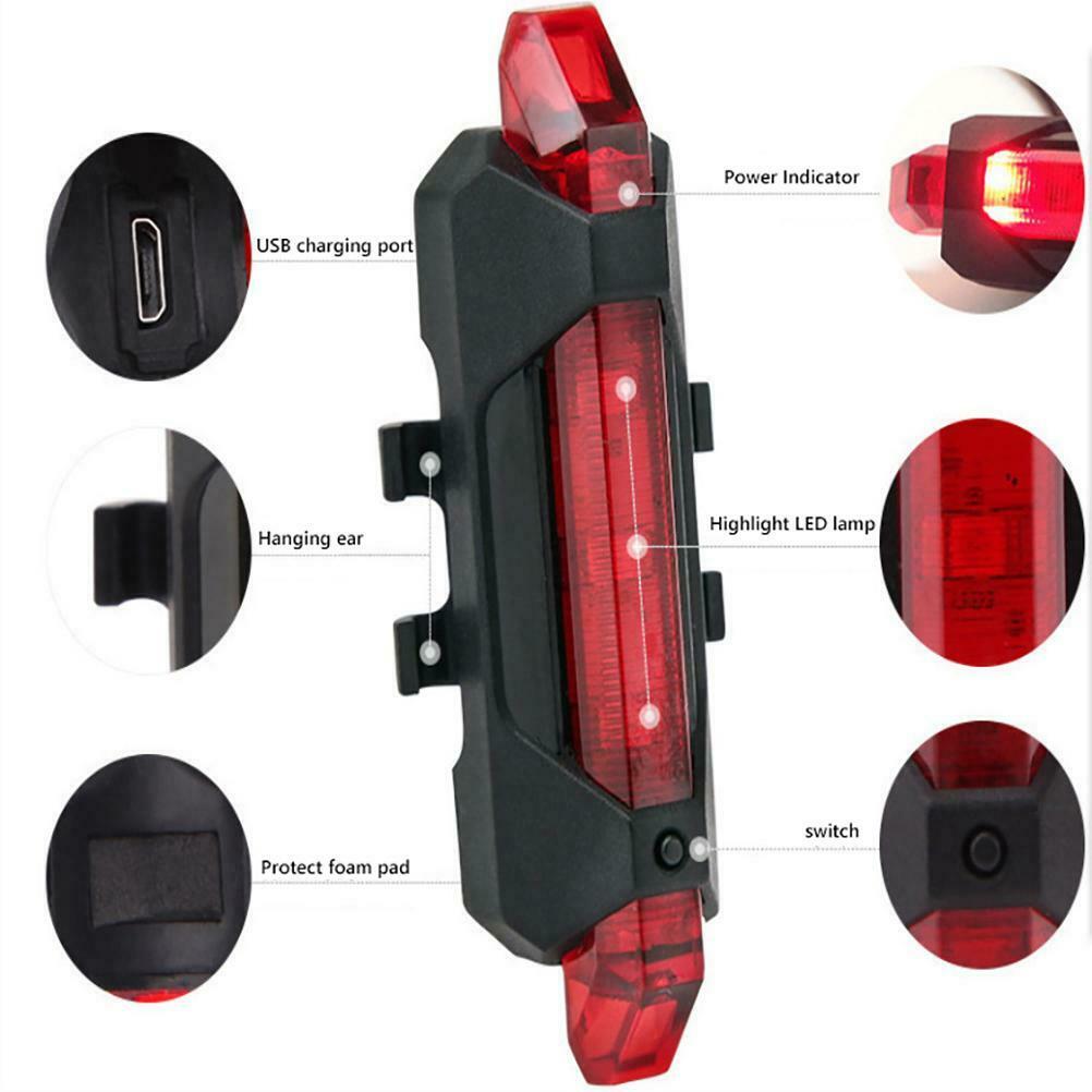 Light for Bike USB Rechargeable Set Super Bright Front Light Warning Rear Light