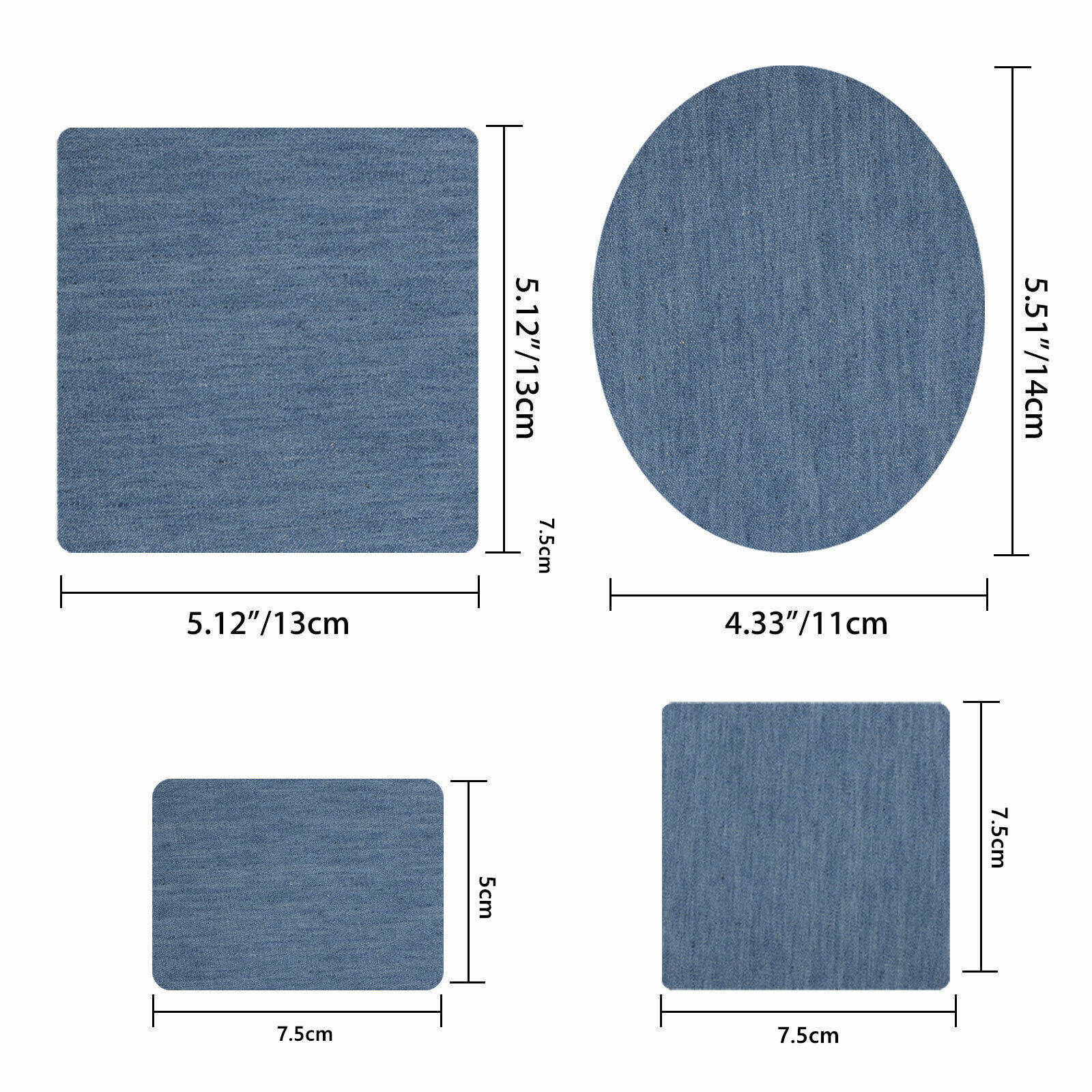 20pcs DIY Design Iron on Denim Fabric Patches Clothing Jeans Repair Kit 5 Colors