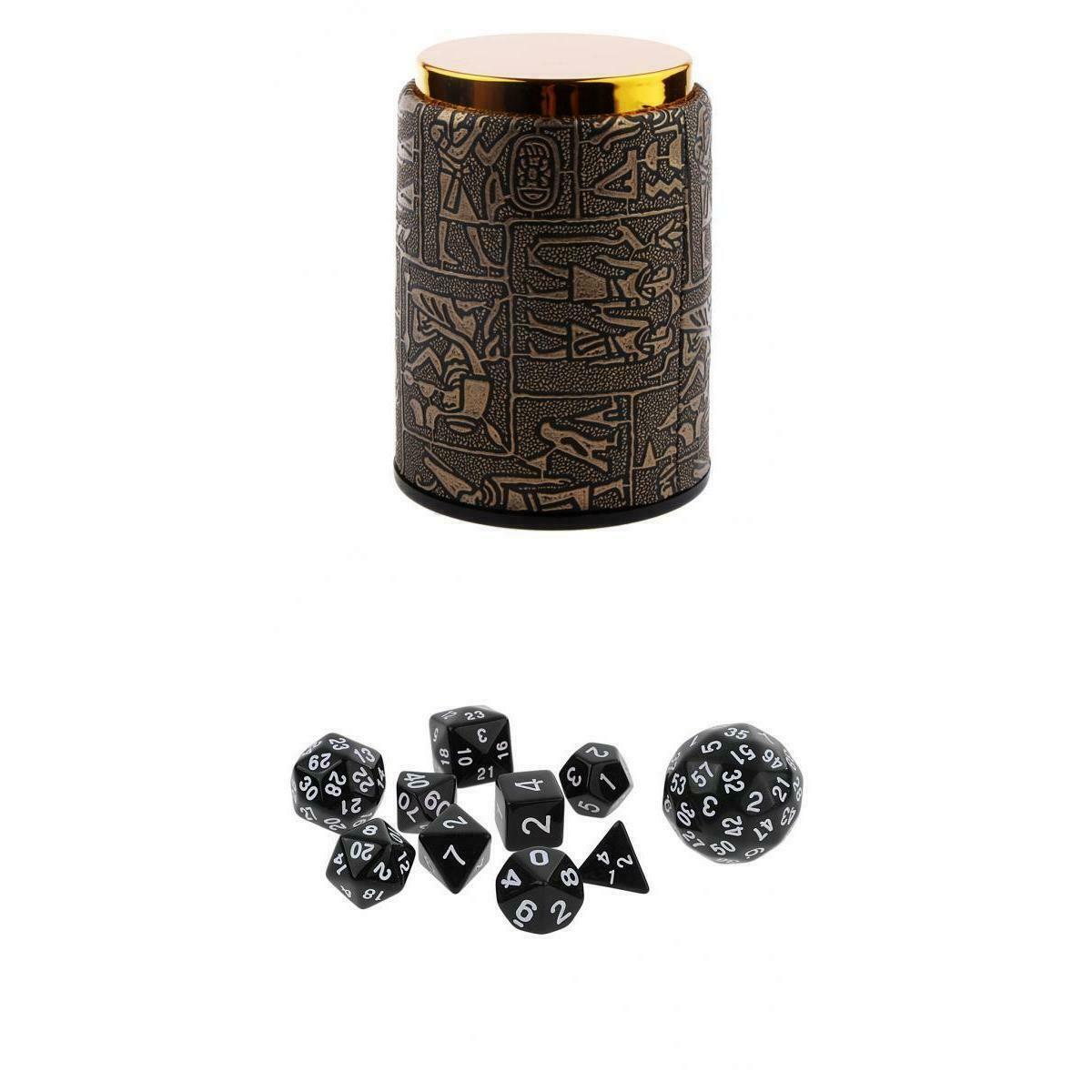 10pcs Multi-Sided Dice Set with Egyptian Dice Cup Shaker Holder TRPG Game