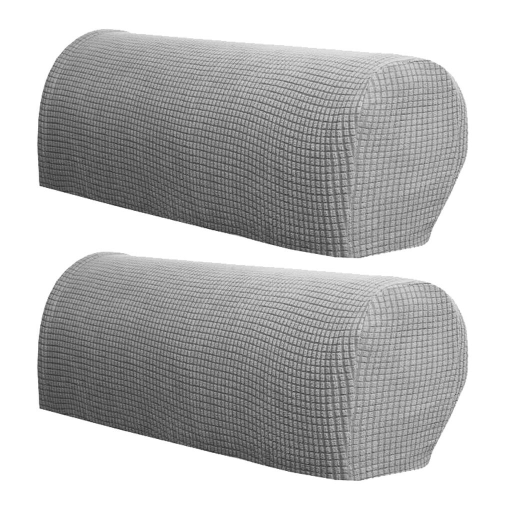 2 Pairs Sofa Armrest Covers Stretch Arm Furniture Protector Light Gray