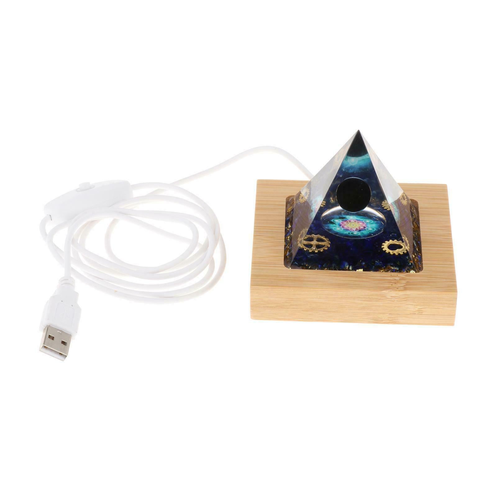 Orgone Pyramid Energy Generator w/ Base Quartz Crystal Tower Stone Decor