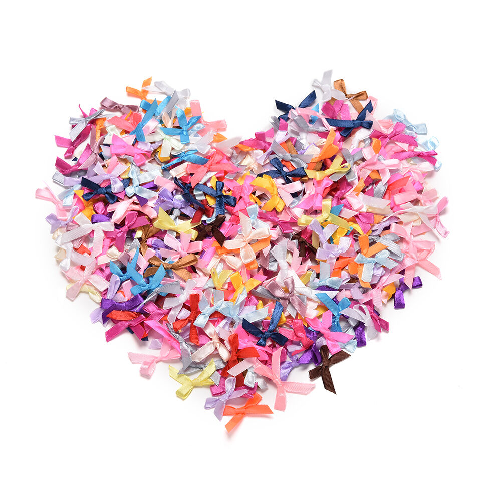 500 Pcs/lot Mini Satin Ribbon Flowers Bows Gift Craft Wedding Party Decor  BDDD