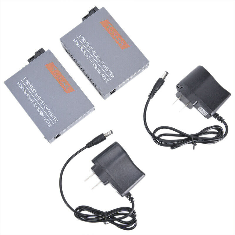 1Pair HTB-GS-03 A/BGigabit Fiber Optical Media Converter 1000Mbps 20KM US Plu.DD