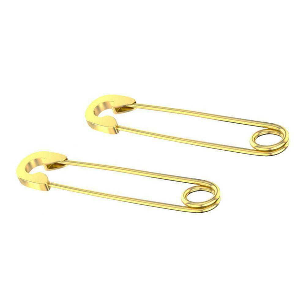 4 Pcs Girls Minimalist Retro Style Safety Pin Earrings Dangle Drop Ear Cuff